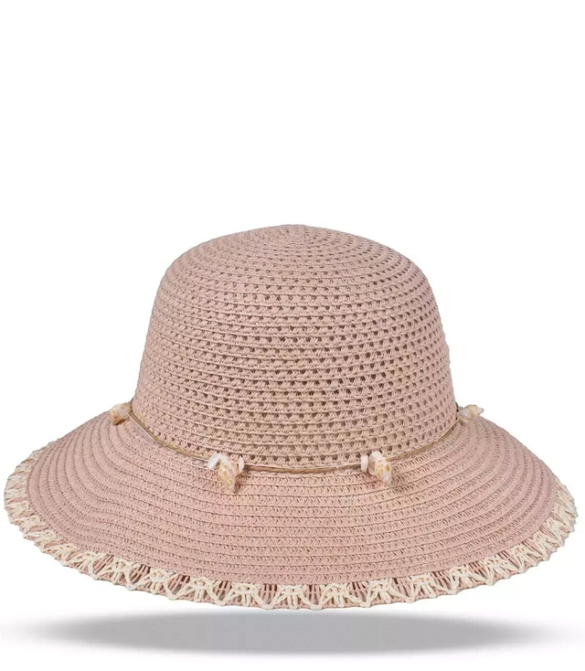 Women's chapeau-cloche shell straw hat