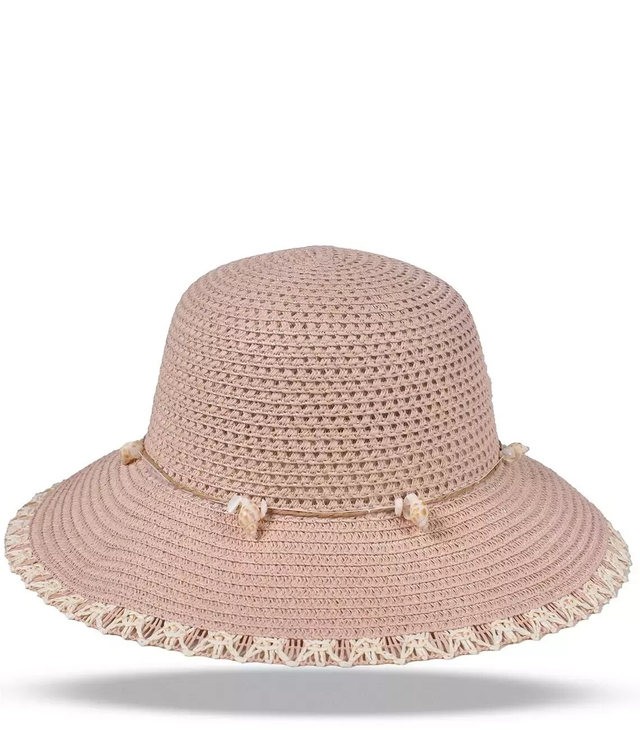 Damski kapelusz słomkowy chapeau-cloche muszelki