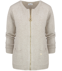 MARABELA classic short sweater cardigan with gold zipper closure