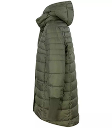 Warm quilted jacket with a drawstring hood and sleeves