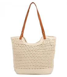 Stylish boho handbag with plaid and linen interior