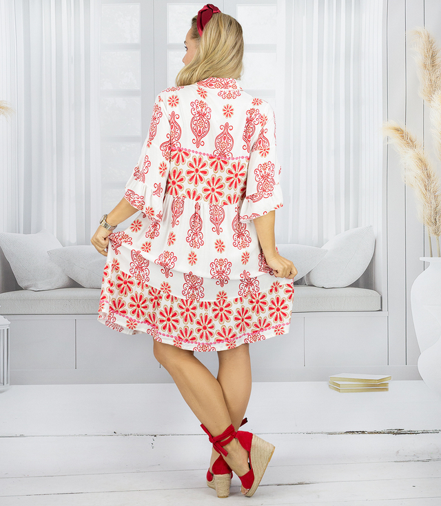 Luźna sukienka boho midi z falbankami PALOMA
