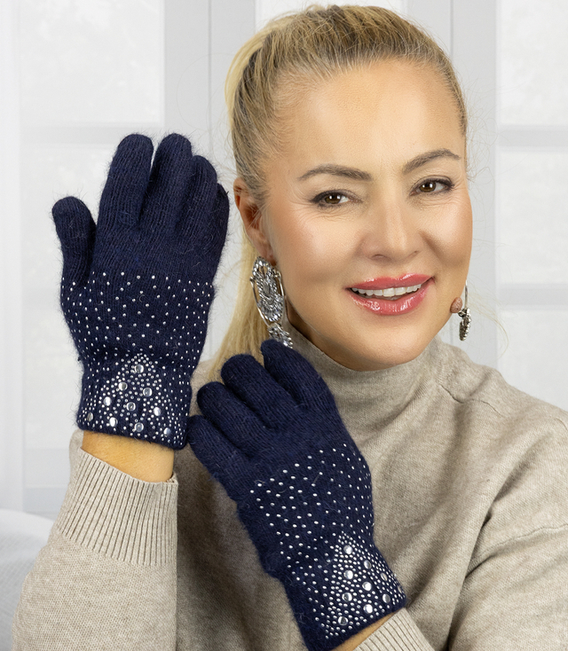 Women's elegant gloves with zircons