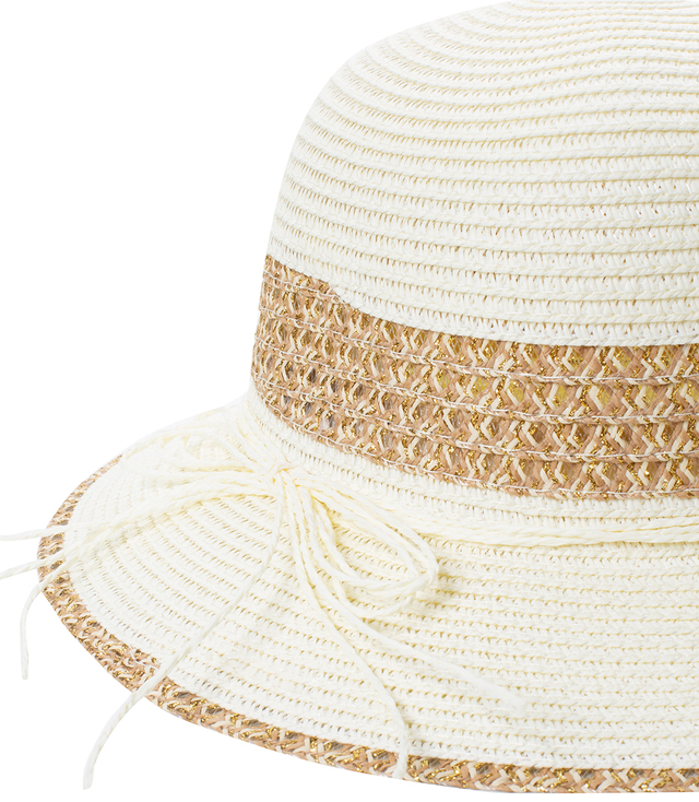 Women's straw hat chapeau-cloche gold thread