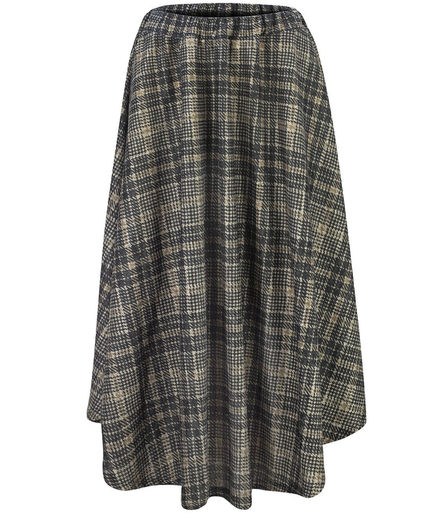 Spódnica rozkloszowana w kratę midi maxi