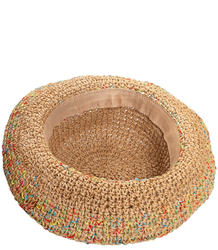 Straw hat colorful plaid BUCKET HAT