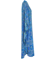 Long ethnic BAT dress with colorful patterns, NOVENTA silk