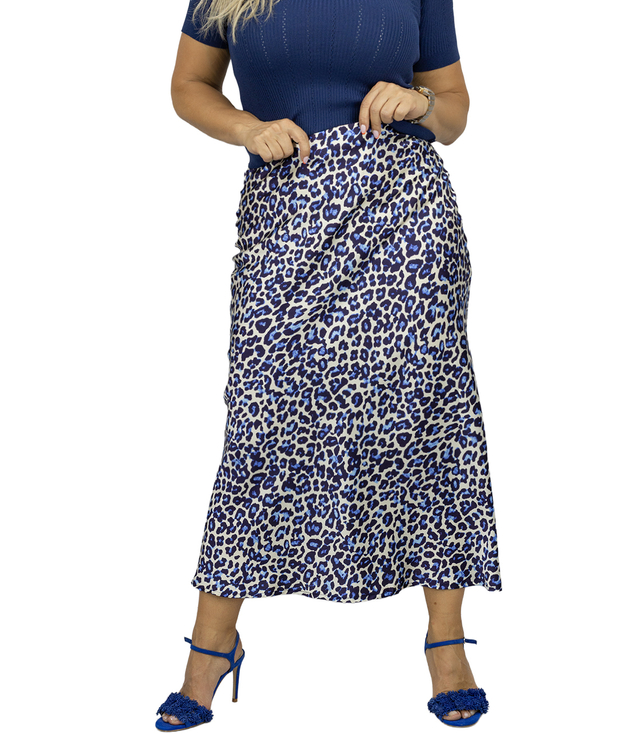 Satynowa spódnica maxi w panterkę leopard SAVANNA