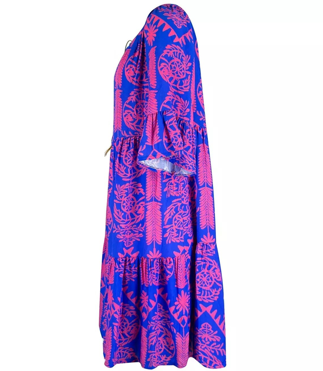 Short boho frill midi dress DALIDA