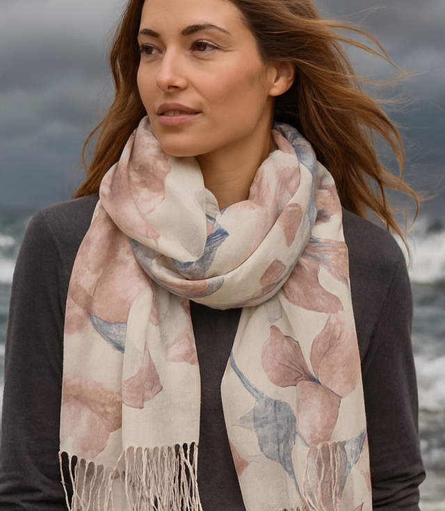 Women's floral pattern scarf 180x70