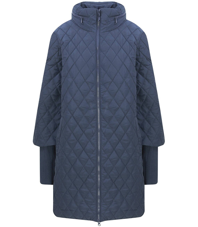 Transitional quilted trapeze coat jacket