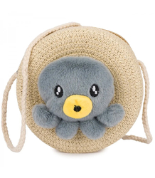 Children's Straw Bag with Plush Octopus 