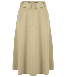 A-line midi skirt with a belt, suede, shape A