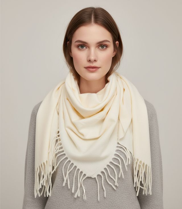 One-color shaik shawl with tassels STELLA