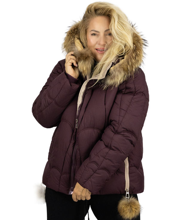 Warm winter jacket with decorative pompoms SHAKIRA