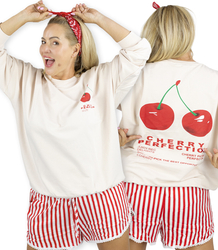  Damska bluza oversize nadruk z wiśniami CHERRY PERFECTION