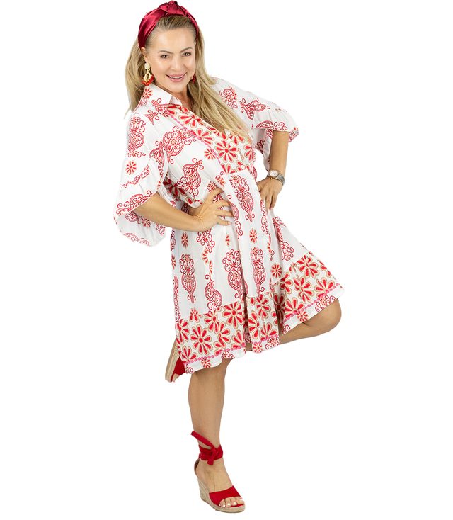 Luźna sukienka boho midi z falbankami PALOMA
