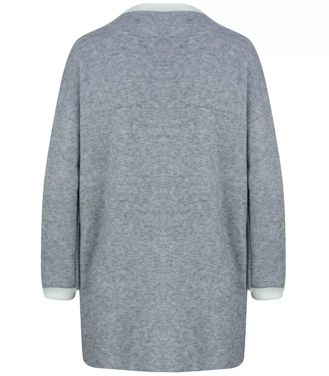 Cardigan straight sweater with white piping LUCY