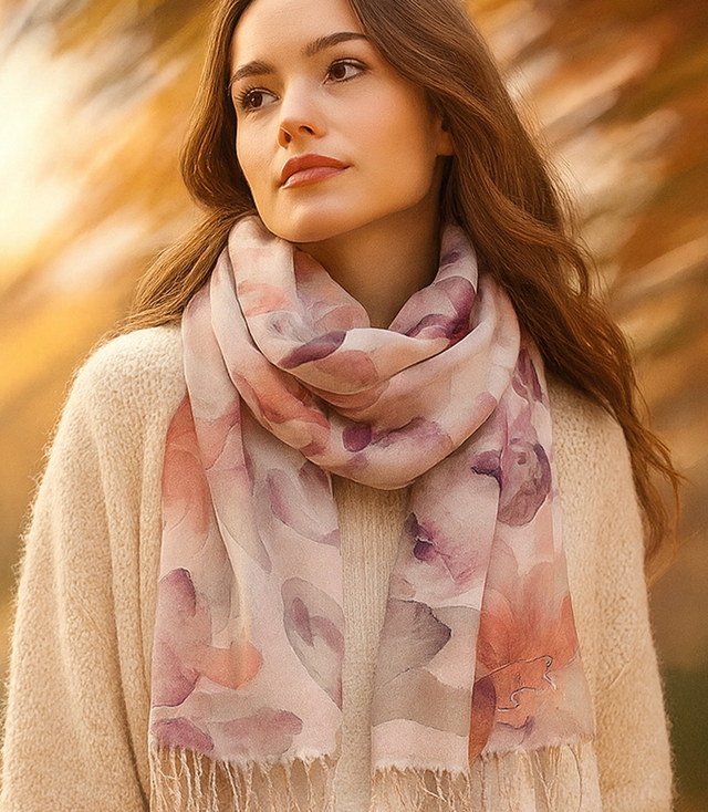 Women's floral pattern scarf 180x70