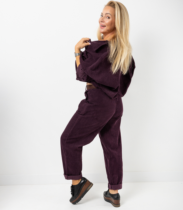 Corduroy set pants with belt and jacket shirt CHICA