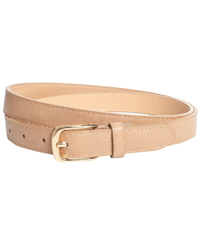 Smooth women's eco leather belt with gold buckle 2.3 cm