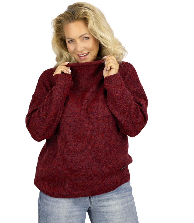 Warm women's oversize sweater boat neckline MARLENA