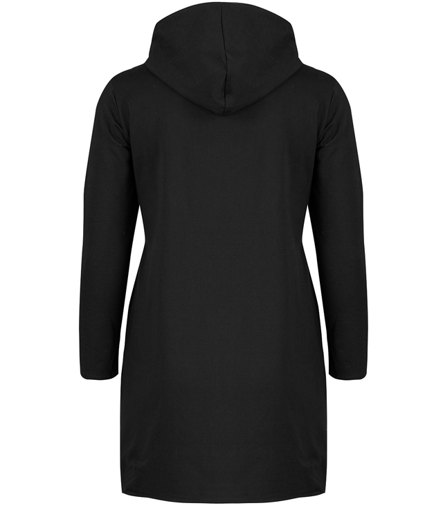 Thin long sweatshirt with diagonal zipper and hood LILIANA