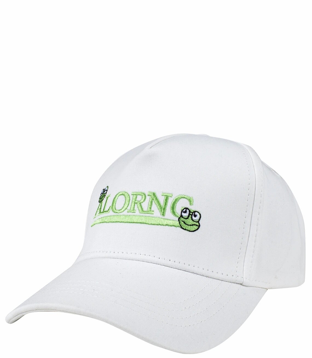 Children's baseball cap decorated with embroidery with frogs
