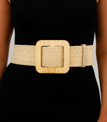 Braided women's belt with large buckle
