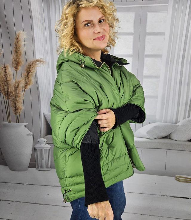 Women's insulated winter jacket with hood and welt IRINA