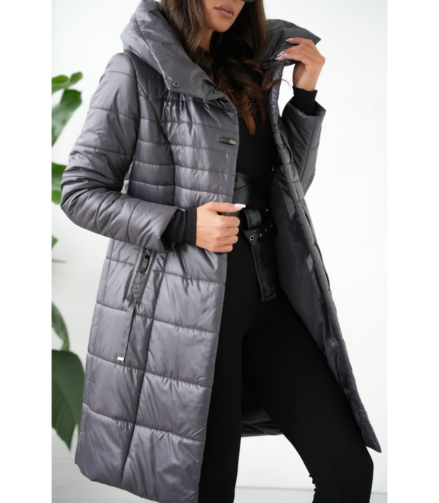 Long elegant quilted insulated coat for women AMELIA