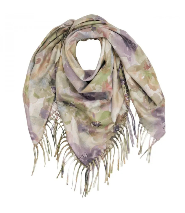 Floral women's scarf shawl with tassels
