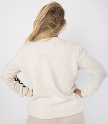 Classic women's sweater with 3D flower applique CLASSIC BLOOM