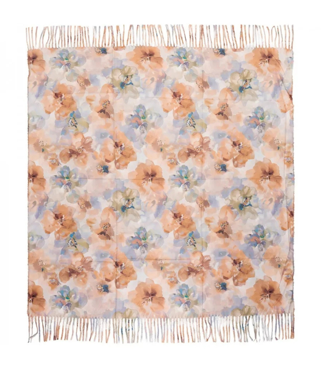 Floral women's scarf shawl with tassels