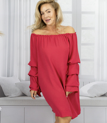 Spanish midi dress with buffet ruffles on sleeves BELLA