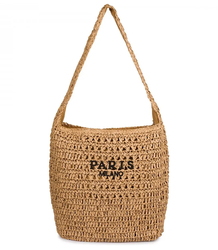 Torebka boho z plecionki z napisem PARIS MILANO