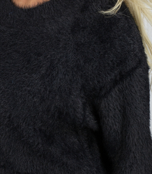 Fluffy sweater knit dress round neckline FLUFFY