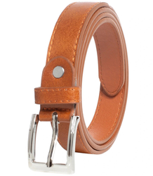 Smooth women's eco leather belt with silver buckle 2.3 cm