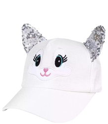 Children's hat with a cat and sequins visor