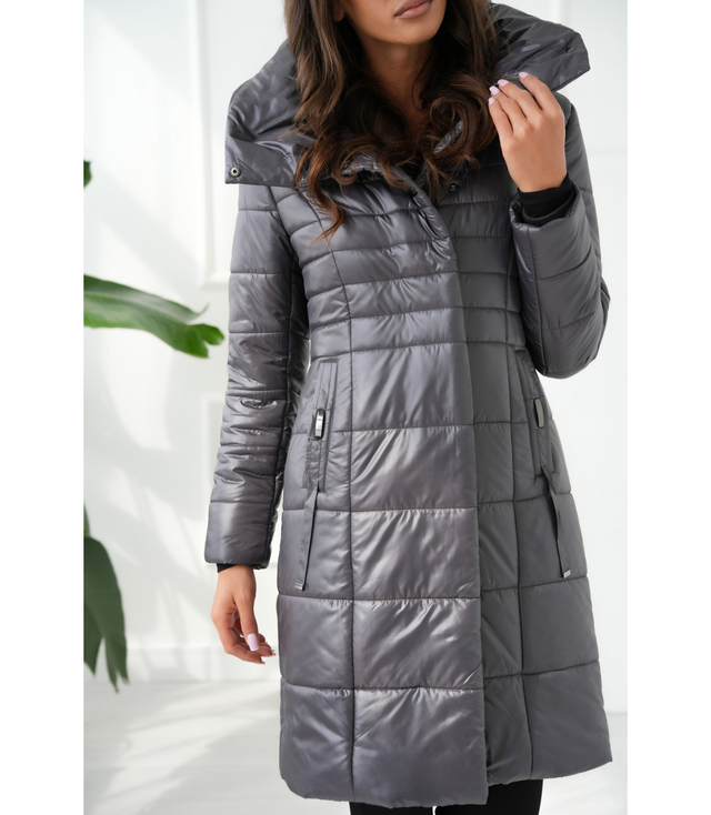 Long elegant quilted insulated coat for women AMELIA