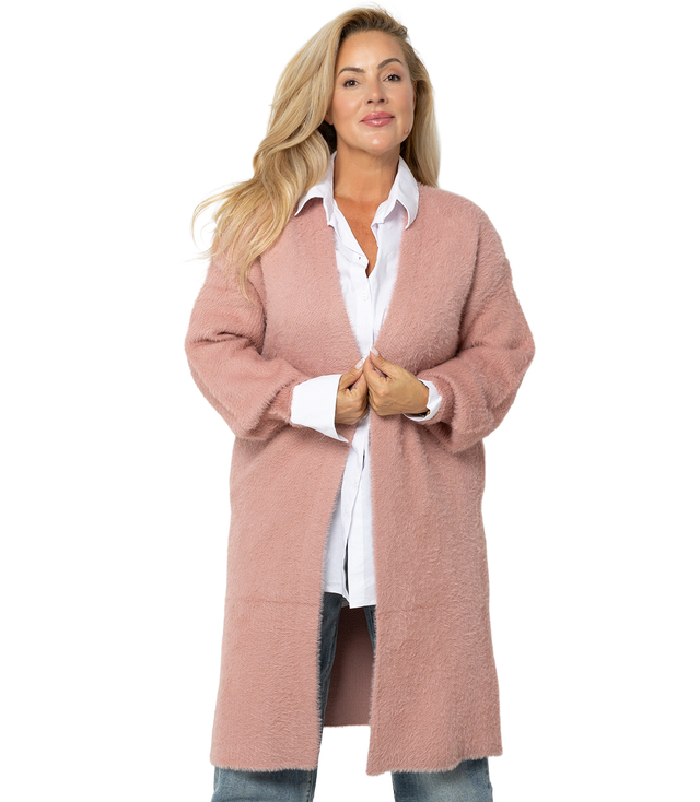 Kardigan z miękkiej dzianiny z włoskami puchaty ALBA