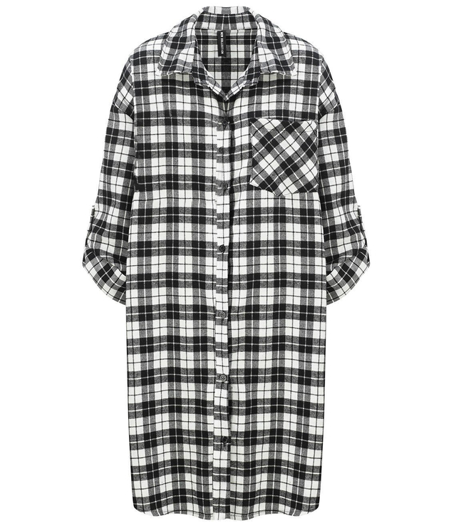 Checkered Flannel Shirt Dress Shirt