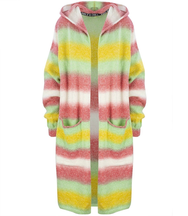 Długi GRUBY sweter KARDIGAN bufiasty Rękaw