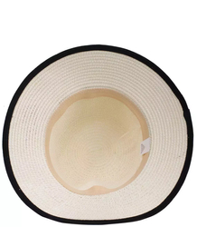 Women's straw raffia hat with black trim