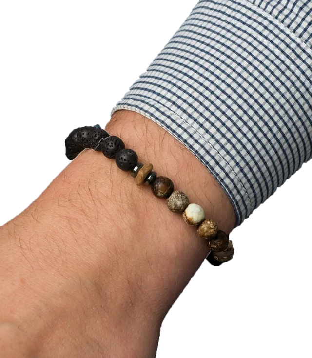 Men's bracelet with natural stones
