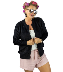 Krótki kardigan sweter rozpinany z puszystej dzianiny "COCO CHIC"