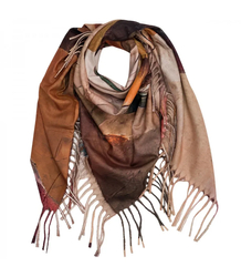 Square shawl scarf for women with tassels AGRAFKA