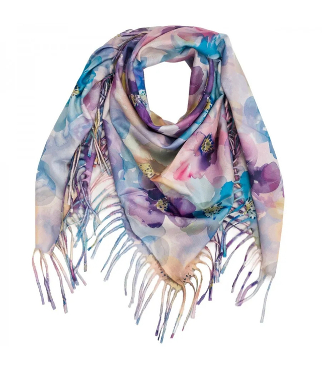 Floral women's scarf shawl with tassels