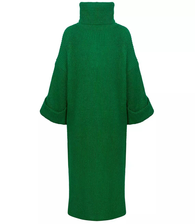Ribbed MAXI turtleneck sweater dress