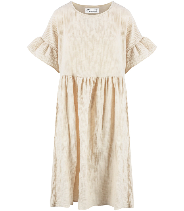 MARIA oversize muslin midi dress with ruffles